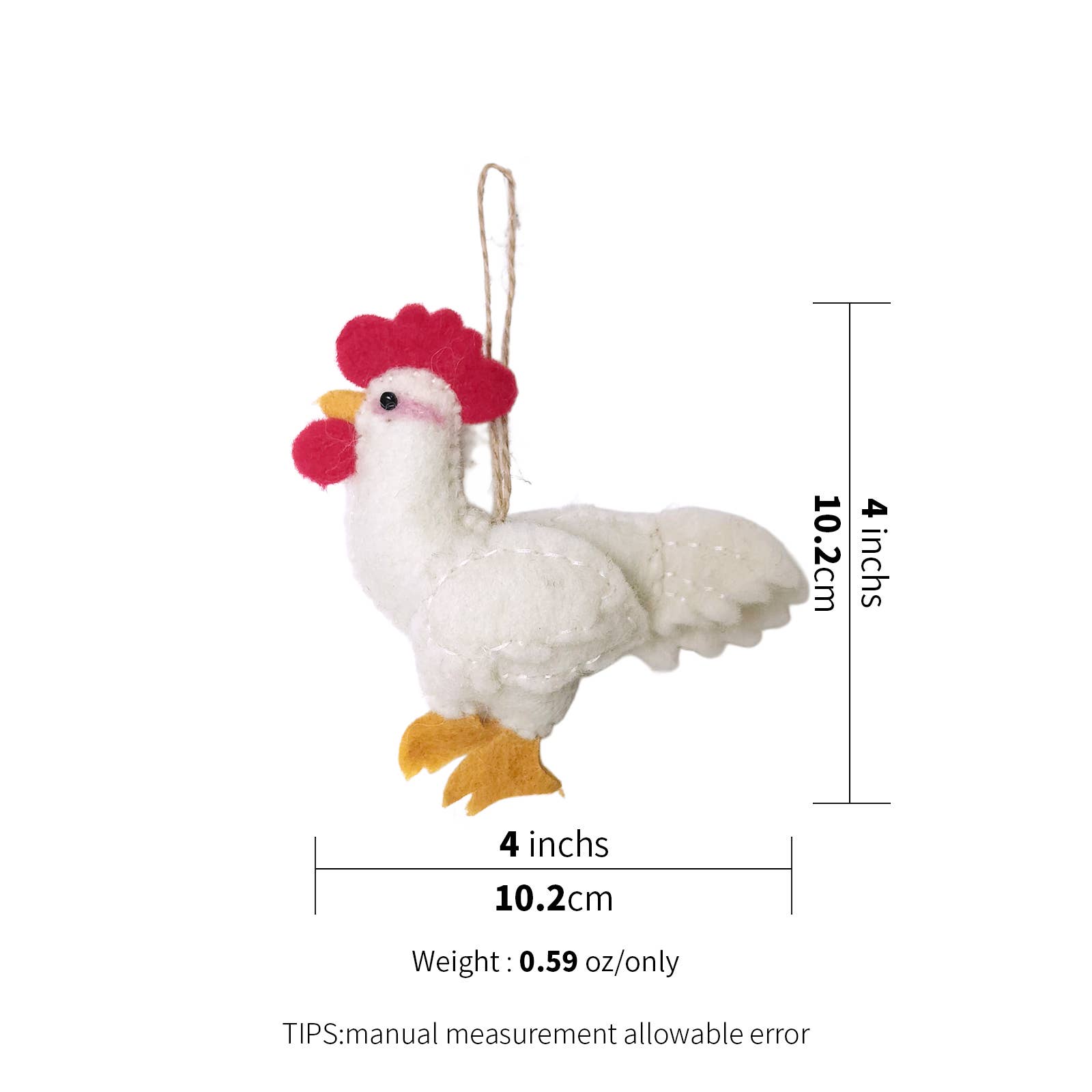 Sparkle Being - Wholesale Ornament - Handmade Wool Felt Rooster Ornament – Farmhouse Christmas Décor1