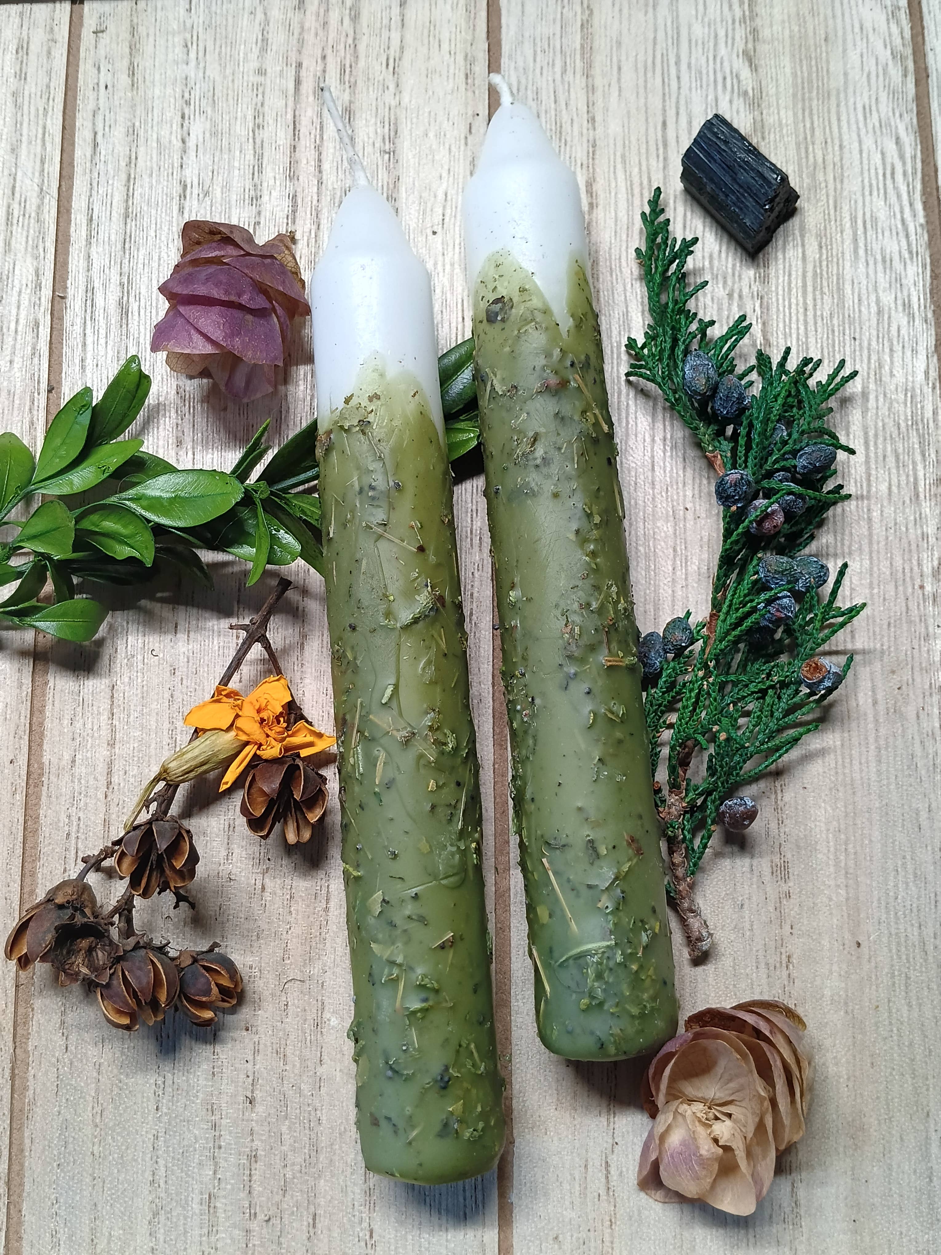 Elemental Earth Shop - Wholesale Tapered Candle/Candlestick - Money Herbal Intention Candles2