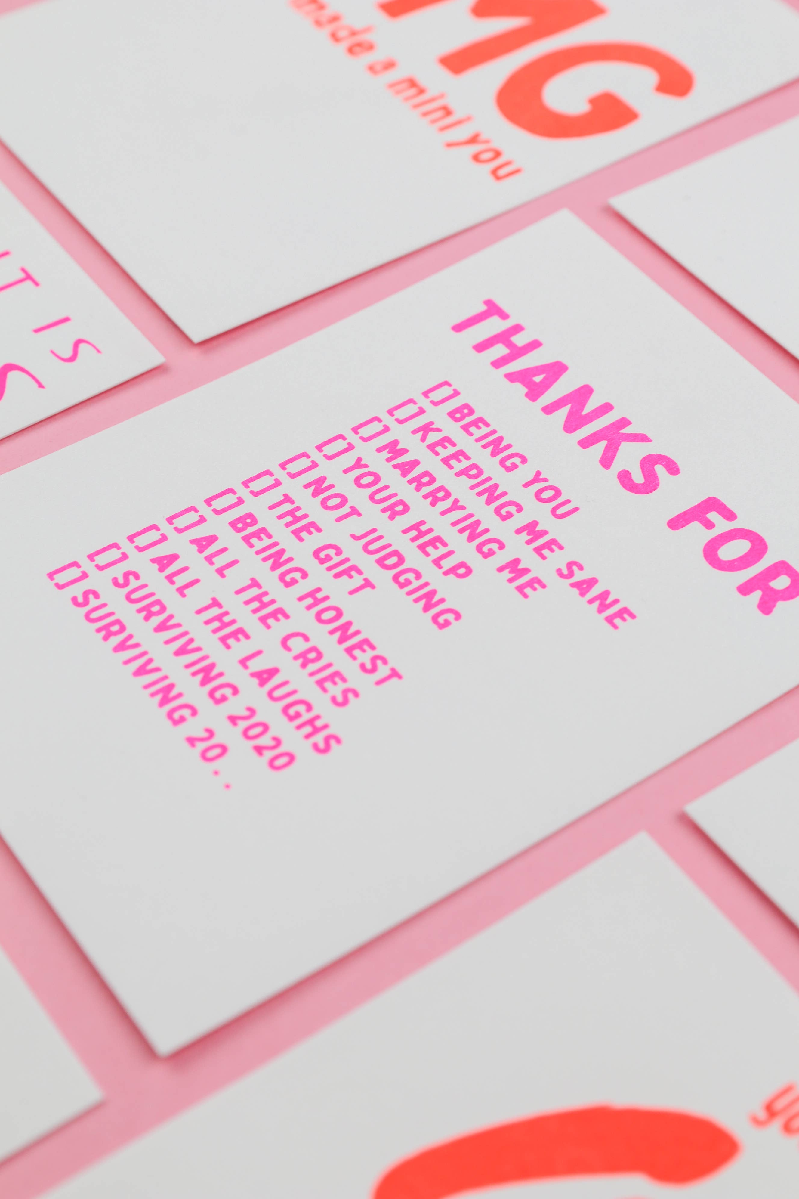 Studio Inktvis - Wholesale Thank You Card - Thanks for being you, marrying me, risograph postcard2