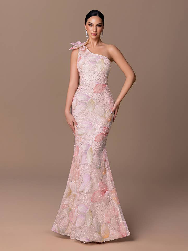 5078 - Robe à une épaule avec fleur pour la vente par ILY From