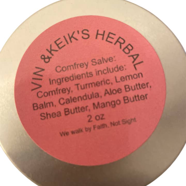 Comfrey Salve for wholesale by Vin & Keik’s Herbal Tea, LLC