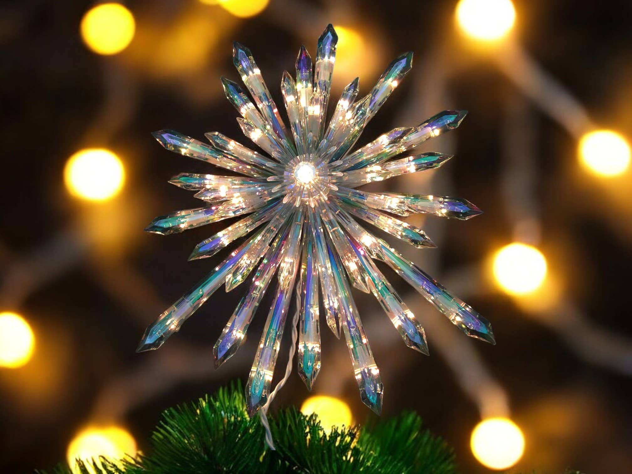 Decor N Beyond - Wholesale Tree Topper - 14" Lighted Starburst Snowflake Tree Topper