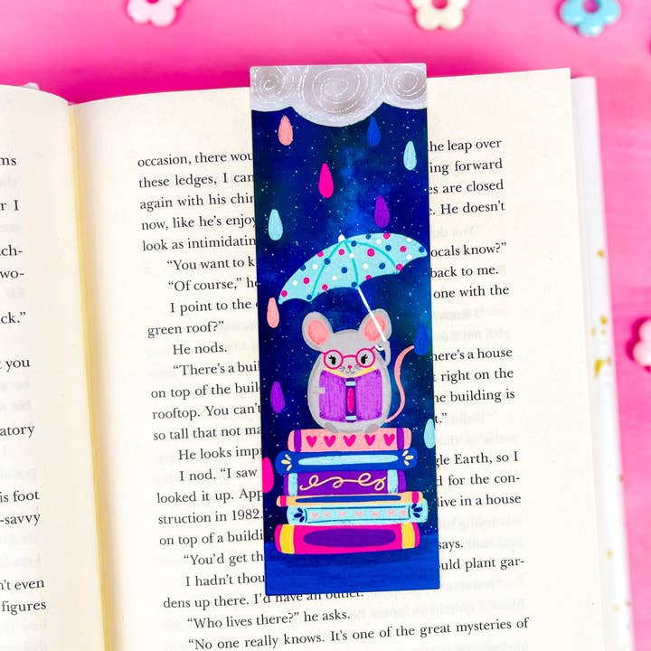 Emily Cromwell Designs - Wholesale Bookmark - Rainy Day Mouse Bookmark