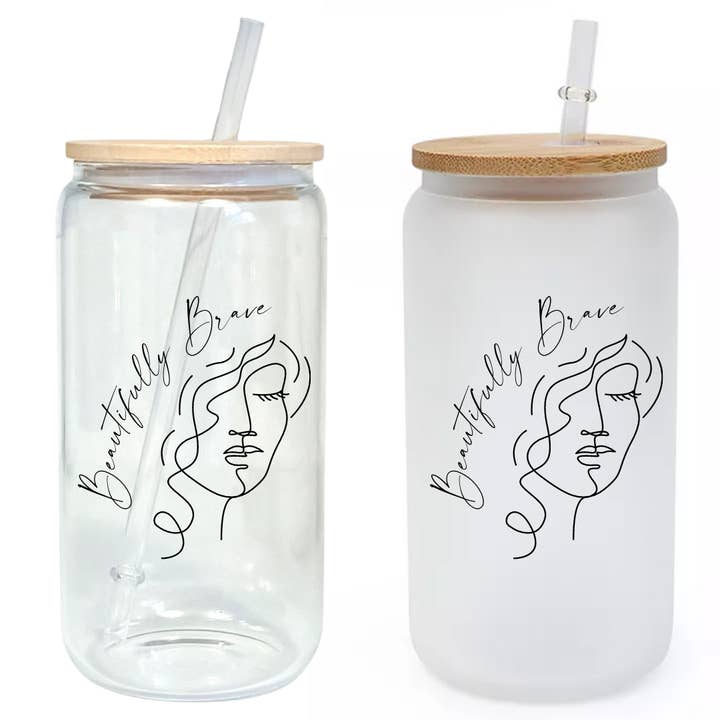Smukt Brave 16 oz Glas Tumbler m/Bambus Låg & Halm for engroshandel hos Modern Lifestyle Gifts