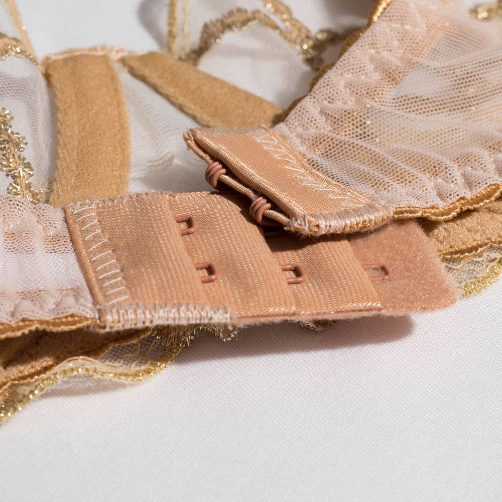 Sweetkama – Lingerie - Mulher por atacado – Conjunto de Lingerie Sweetkama com Cinta-Liga e Sutiã Nude Transparente14