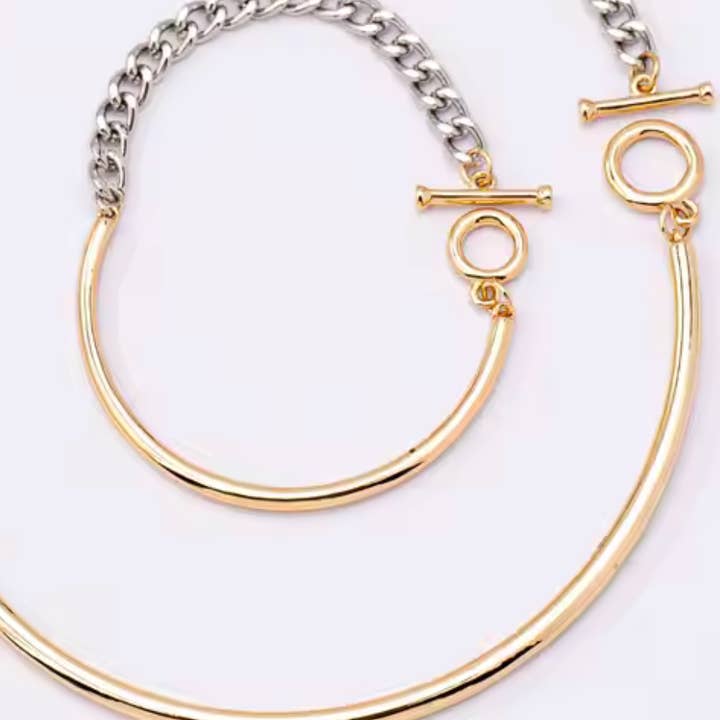 HoopLa - Wholesale Link & chain necklace - Mix- Two Tone Stainless Steel Necklace & Bracelet3