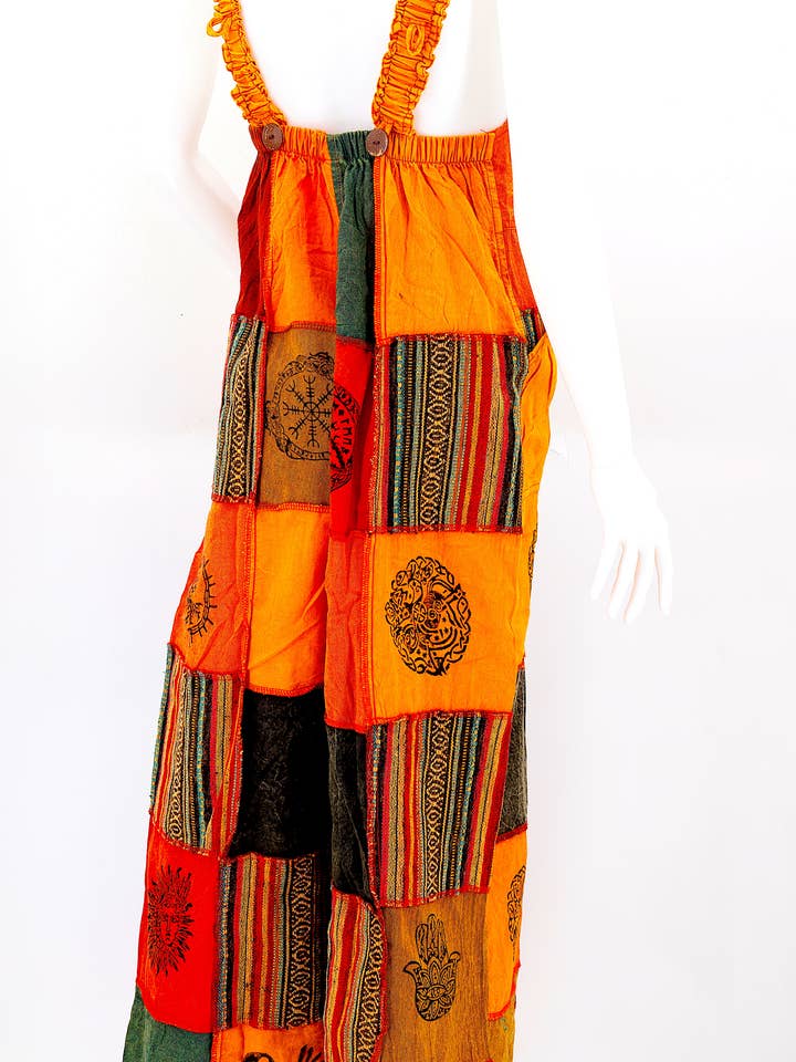 Himalaya Handmade - Wholesale Overalls - Women's - Cotton Hippie Handmade Gheri Patchwork Pagan Symbols Wide Leg Bohemian Overalls24