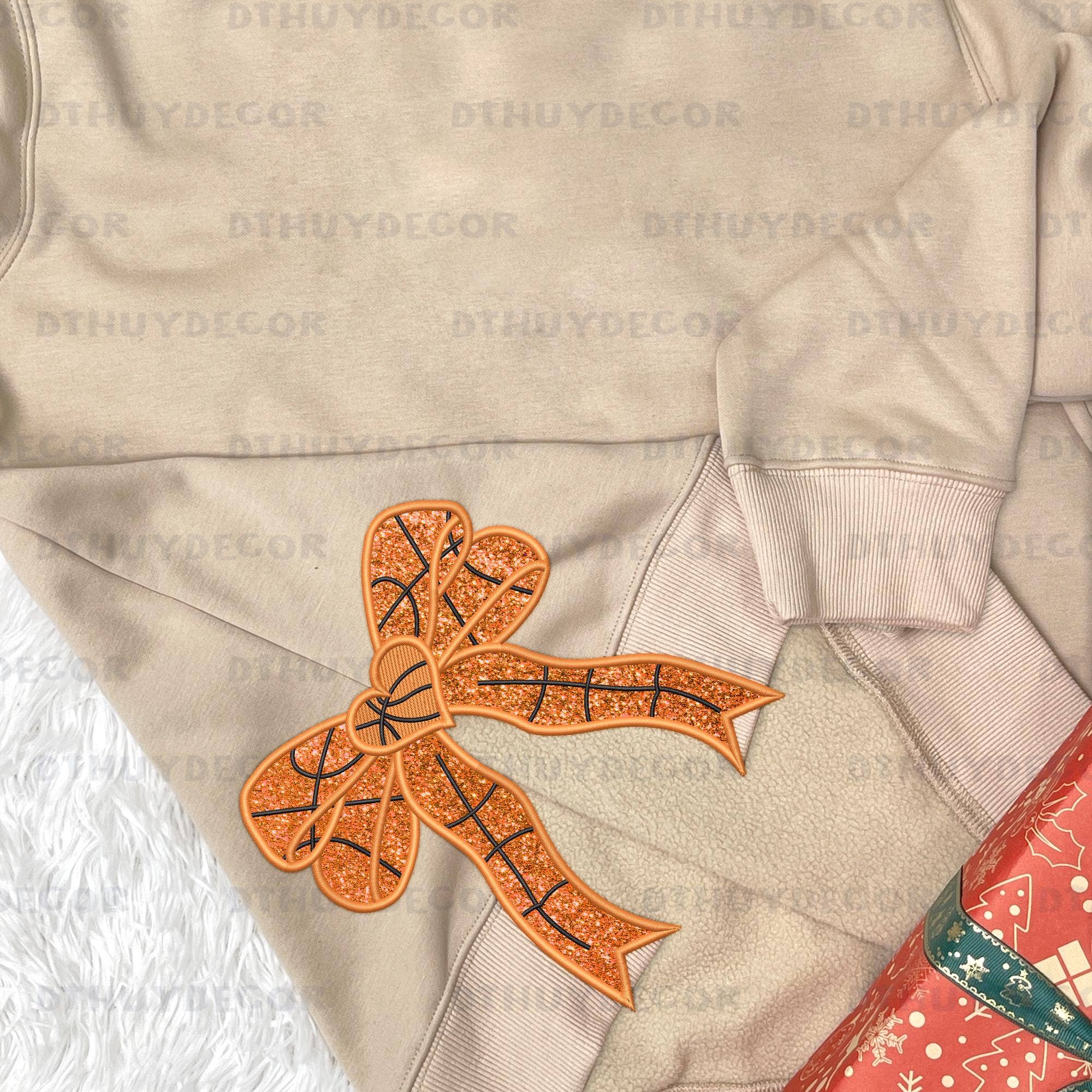 NVC Ecommerce LLC - Wholesale Graphic Sweatshirt - Women's - Basketball Bow With Heart, Embroidered Side Bow Sweatshirt1