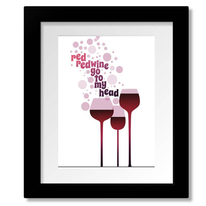 Vin rouge rouge de Neil Diamond - Poster avec citation musicale pour la vente par Song Lyrics Art