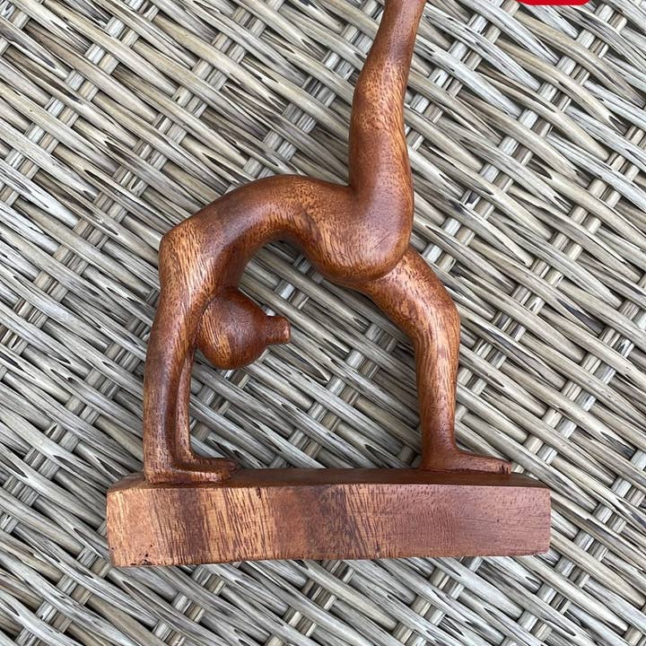 Ubud Glass - Wholesale Sculpture - Hand-Carved Wooden Yoga Poses Art - Serene and Spiritual Home Decor11
