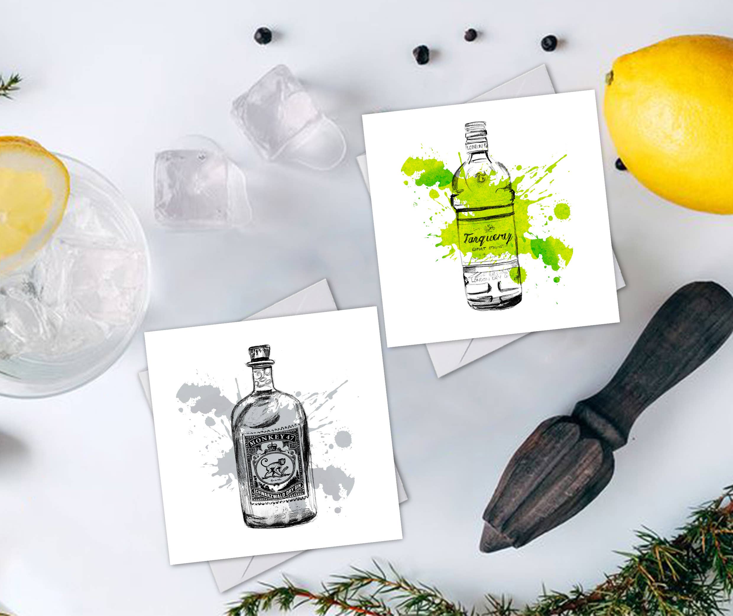 Catherine Loves - Wholesale Everyday Greeting Card - Gin Bottles- Tanqueray Gin Greeting Card1