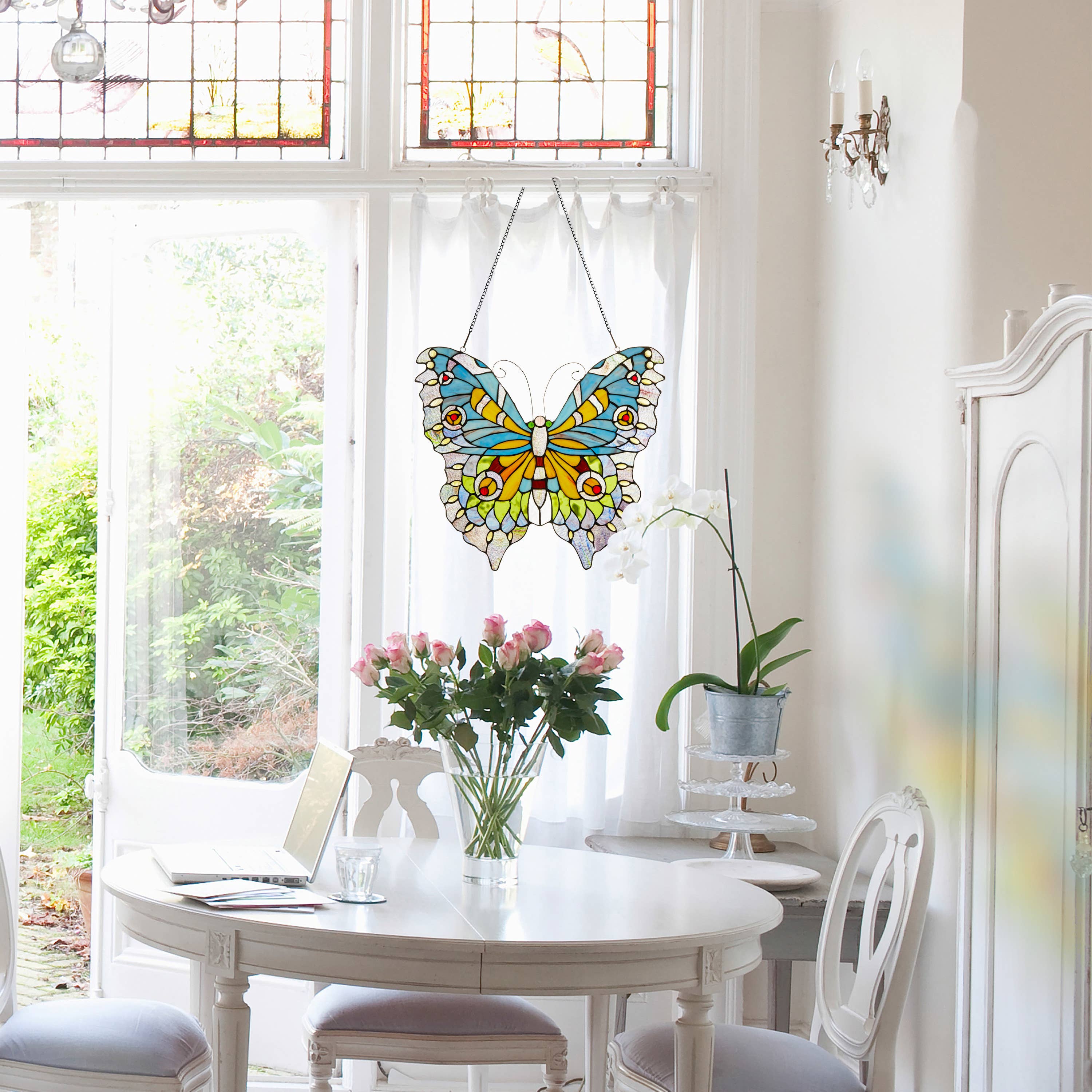 River of Goods - Wholesale Suncatcher - 20.5"H Luisa Blue, Yellow & Green Butterfly Window Panel4
