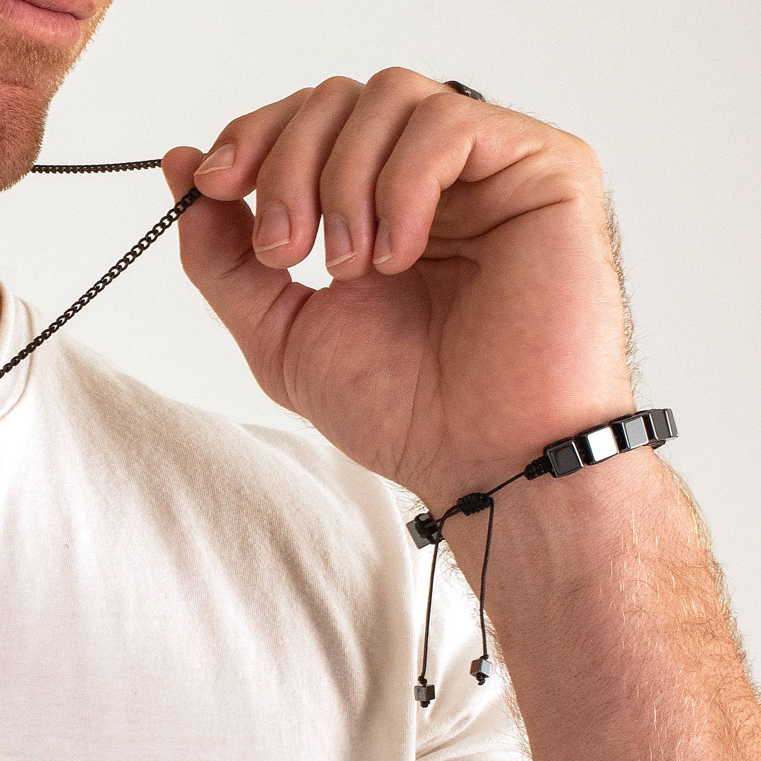 West Coast Jewelry - Vente Bracelet de perles - Bracelet réglable en pierre cubique en hématite - 8 mm5