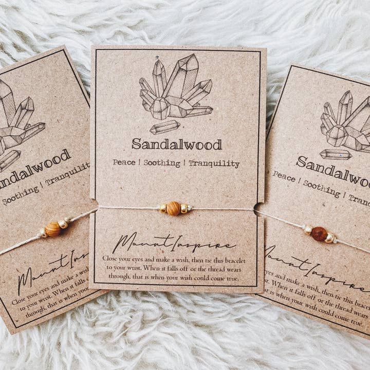 MountInspire Ltd. - Wholesale Beaded bracelet - Sandalwood Crystal Wish Bracelet w/ Hemp & Gold Bead1