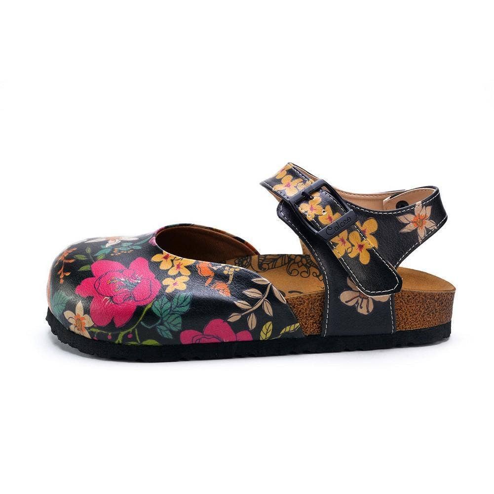 Goby - Wholesale Clogs - Women's - Roze, witte, oranje bloemen en blauwe, groene bladpatroon klompen - CAL16092