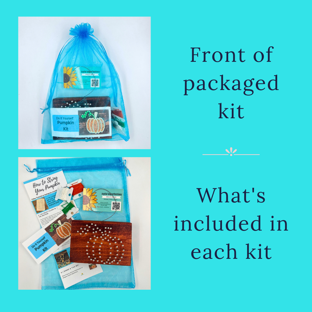 Joyful Imperfectionz - Vente Kit de bricolage - Kit de bricolage pour art de ficelle citrouille – Artisanat d'automne pour décoration ou cadeaux2