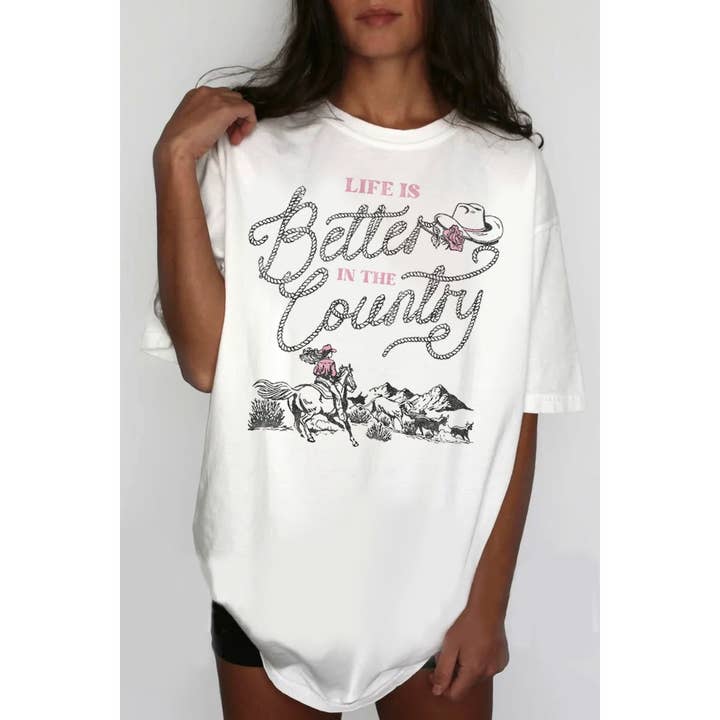 LIFE IS BETTER OVERSIZED T-SHIRT MET GRAFISCHE PRINT voor wholesale door HRTandLUV