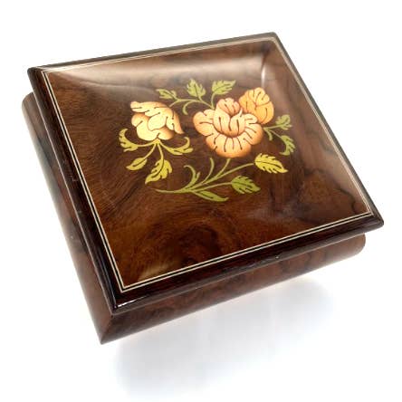 Caja de música con diseño de incrustaciones de flores - 17CF para venta al por mayor de Alice Sturzinger LLC