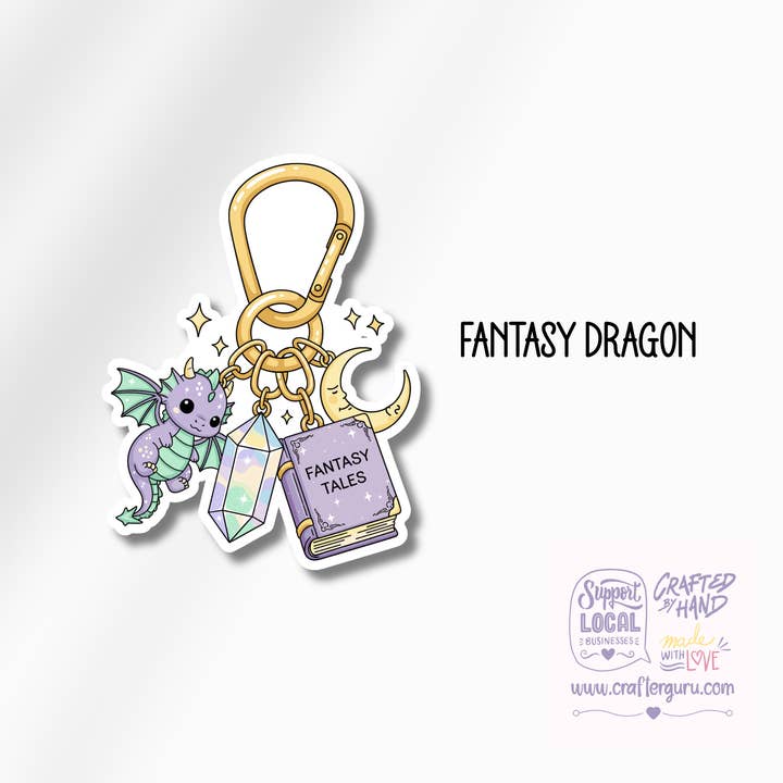 Crafter Guru Shop - Wholesale Sticker - Bookish Genre Charms Sticker - Fantasy, Sci-Fi & Psychology Reader Gifts - Waterproof Kindle Decal- STK-0054