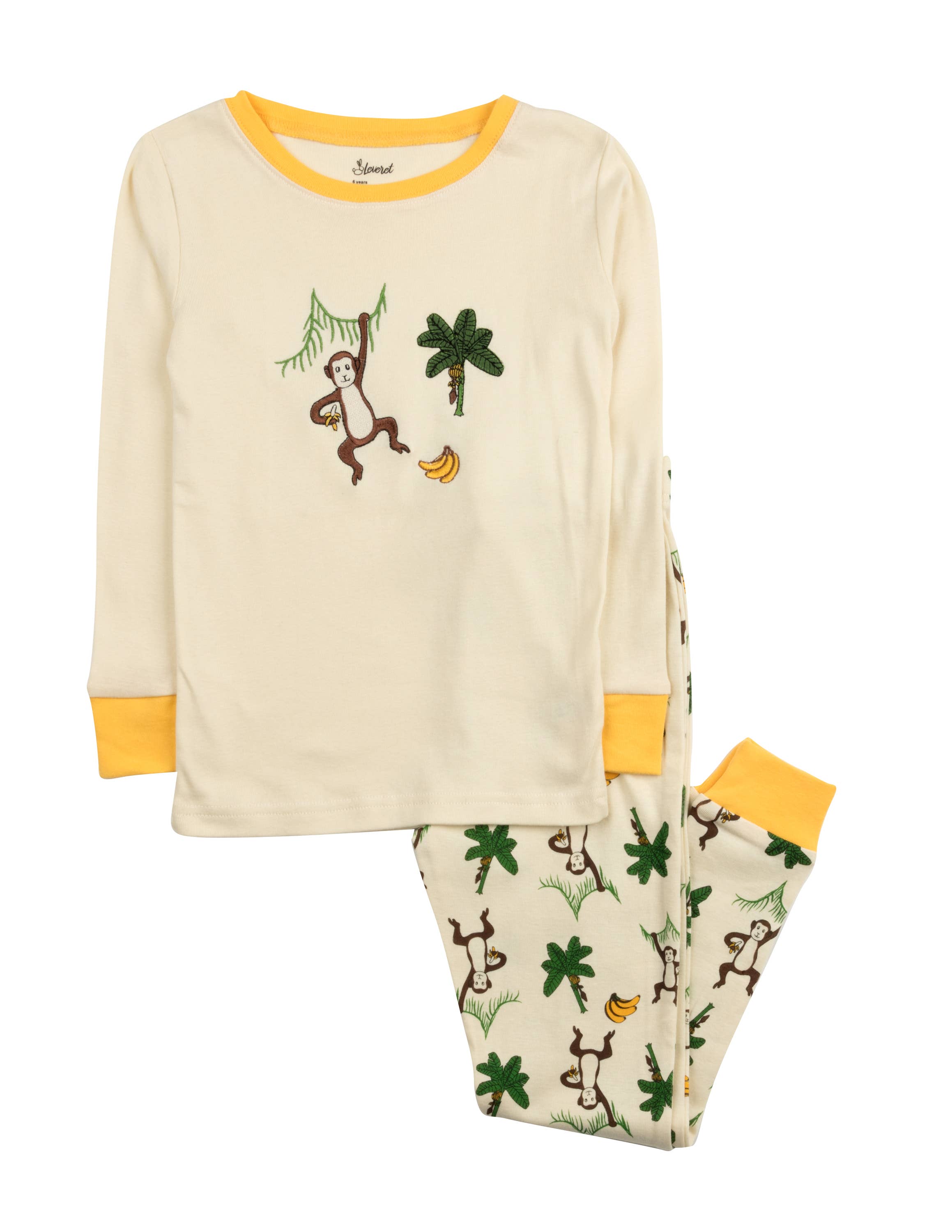 Leveret Pajamas - Vendita all'ingrosso Completo pigiama - Bambini - Pigiama per bambini in cotone a due pezzi con stampa animali13