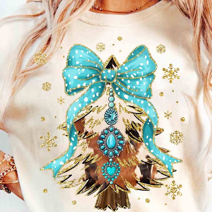 Coquette Turquoise Christmas Tree Shirt, Xmas Tree Sweater for wholesale by NVC Ecommerce LLC