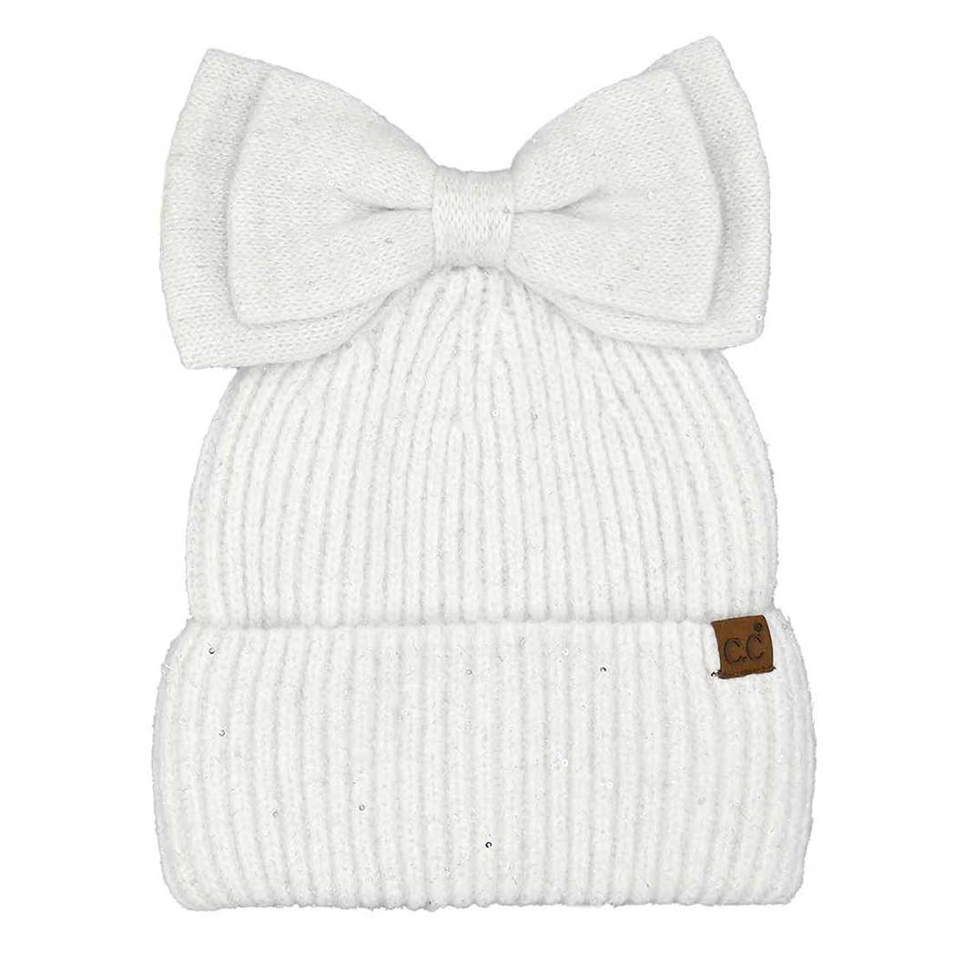 Fashion City – Engroshandel Beanie - Dame – Messy Bun Bow Beanie med pailletter8