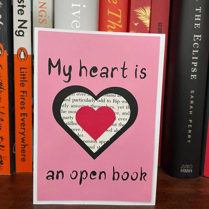 Upcycle Bookcycle - Vendita all'ingrosso Biglietti per San Valentino - Biglietto di Auguri "Il Mio Cuore è un Libro Aperto"