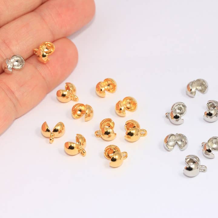 Perles à écraser en chaîne à billes plaquées or 24 carats ou rhodium, CHK516-1 pour la vente par QueenJewelryM