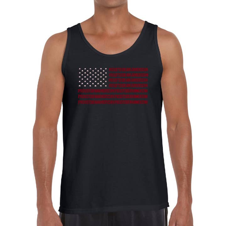Proud To Be An American - Men's Word Art Tank Top for wholesale by LA Pop Art