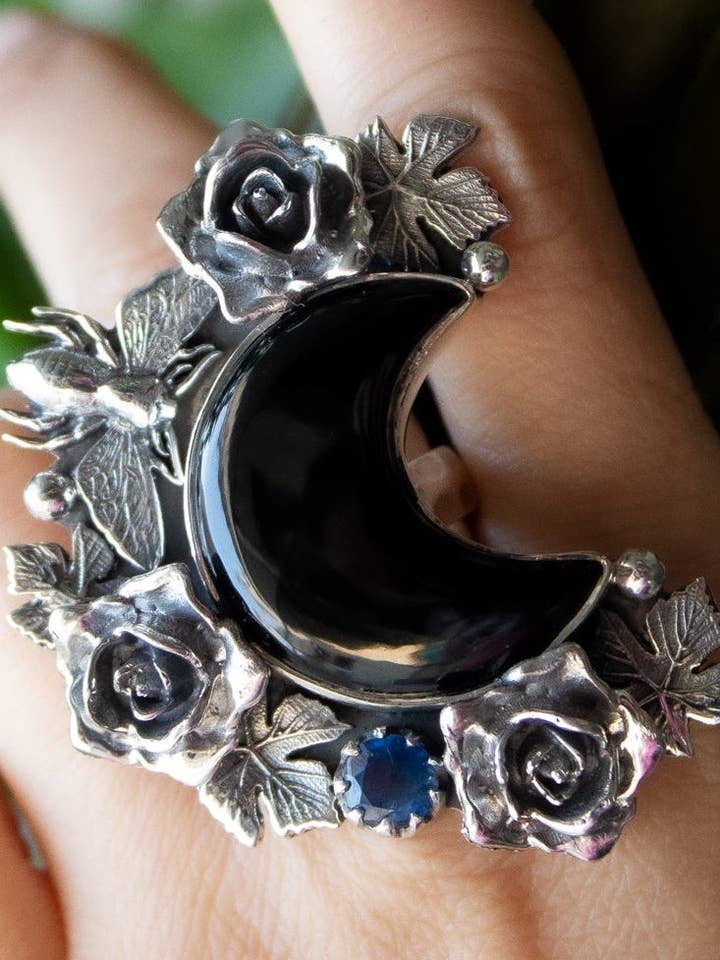 Anillo de Jardín a la Luz de la Luna de Ónix Negro, AR- 7249 para venta al por mayor de Ambra Jewels