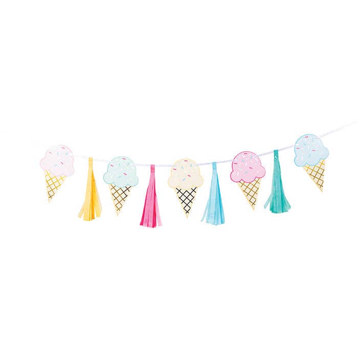 Bulk Ice Cream Party Tassel Banners (6 per Case) for wholesale by Bulk Party Decor