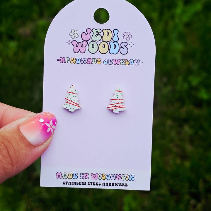 Jedi Woods LLC - Wholesale Stud/Post Earrings - L. Debbie Xmas Cake Earrings - Tiktok VIRAL Product!2