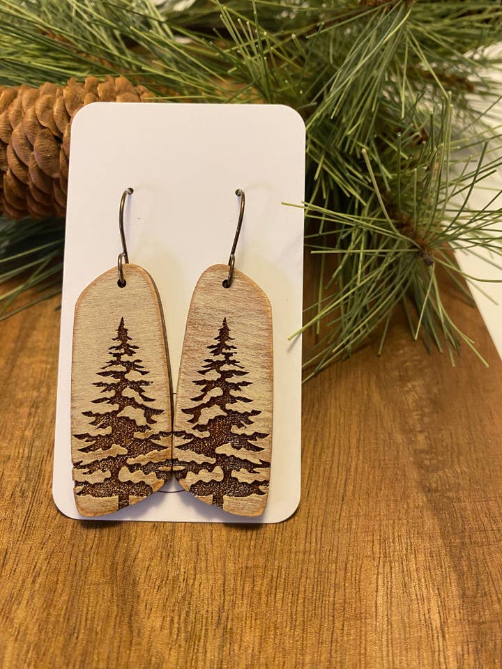 Rustic Tree Drop Christmas Earrings, Winter Earrings for wholesale by Creekside Cottage Designs