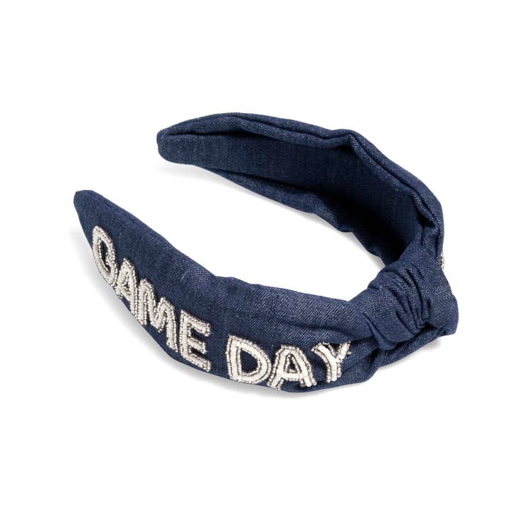 "GAME DAY" HEADBAND,DENIM for wholesale by Shiraleah