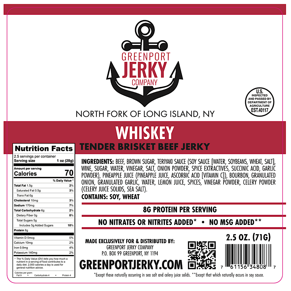 Greenport JERKY Company - Vente Viande séchée - WHISKY BEEF JERKY0