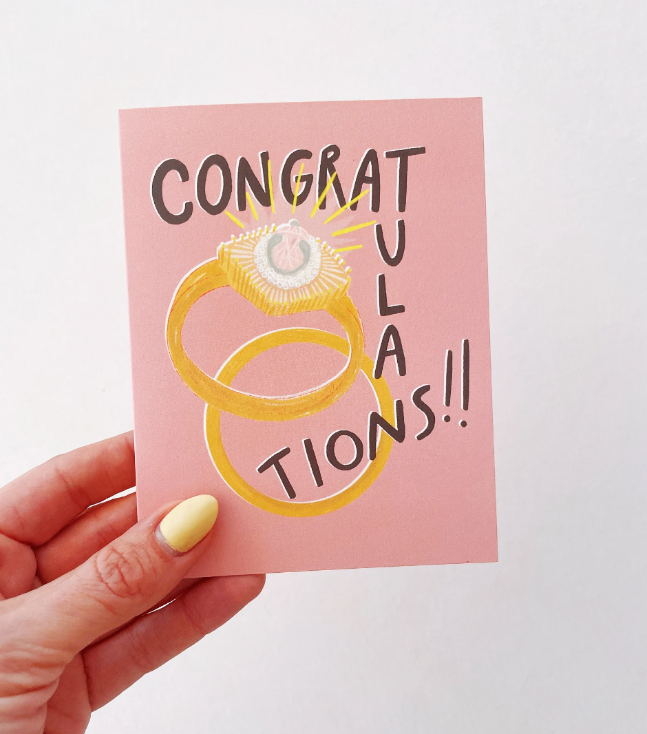 Abbie Ren Illustration - Wholesale Congratulations Card - Rings Congratulations Wedding Greeting Card2