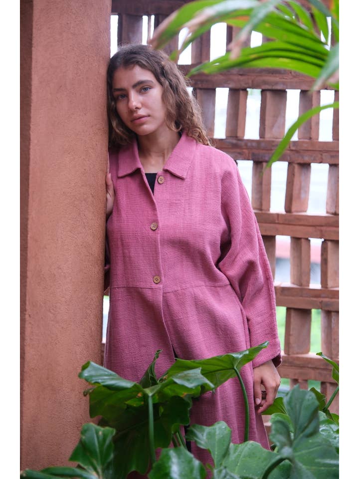 Fiery Pink Duster Jacket X Audrey for wholesale on Faire