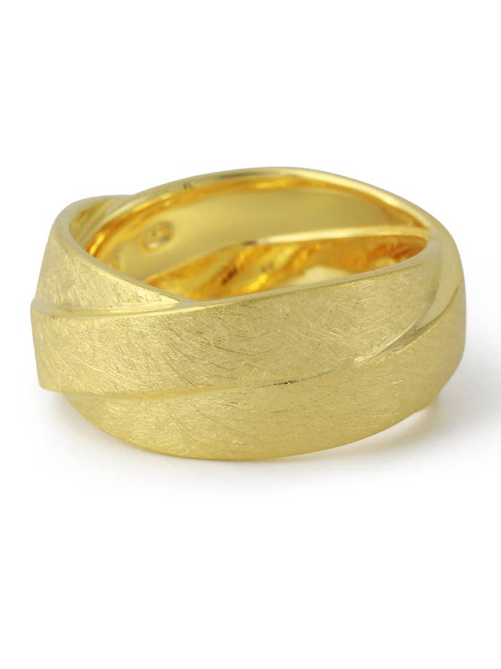 Zilveren ring "drie banden", 18kt verguld voor wholesale door Campur GmbH