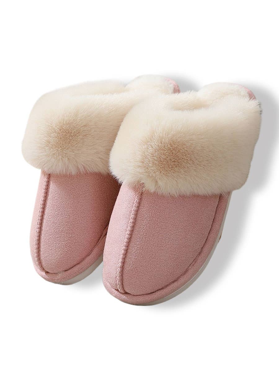 DOUBLJU - Wholesale Slippers - Women's - Winter Faux Fur-lined Home Warm Plush Slippers1