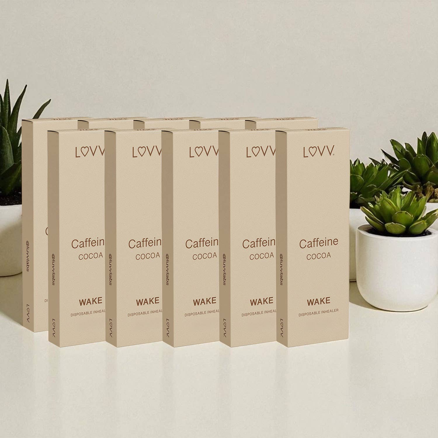LUVV Labs - Wholesale Aromatherapy Inhaler - 10 LUVV WAKE Caffeine & B12 Infused Cocoa Flavored Inhealers5