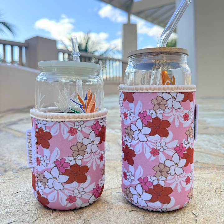 Naupaka Cup Sleeves pink for wholesale by Phases Hawaii