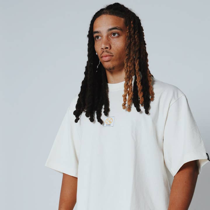 Patch Work Tee (Off White - Oversize) for wholesale by Fly Supply Clothing