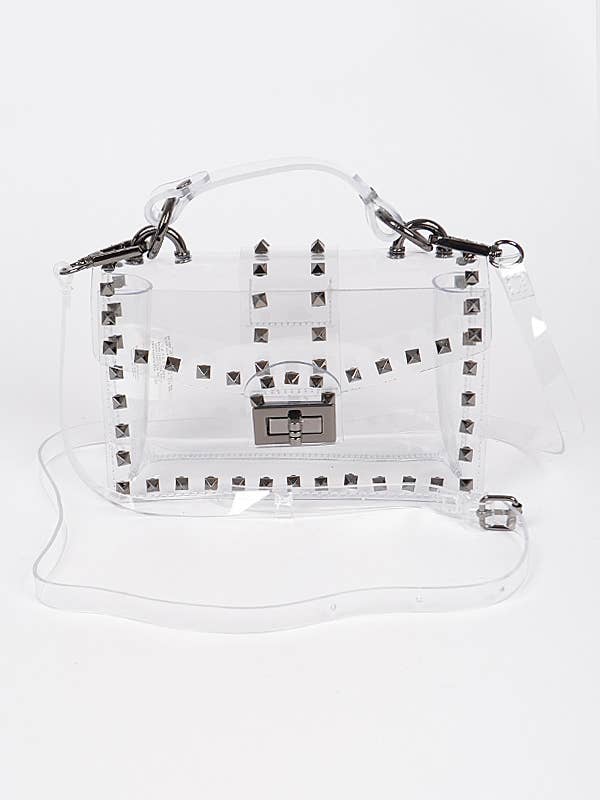 Sac transparent à poignée supérieure cloutée pour la vente par Shop Neighbors