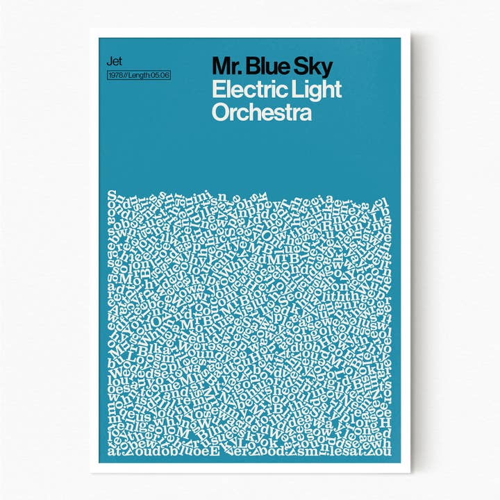Mr Blue Sky - ELO - Song Lyric Print for wholesale by Reign&Hail