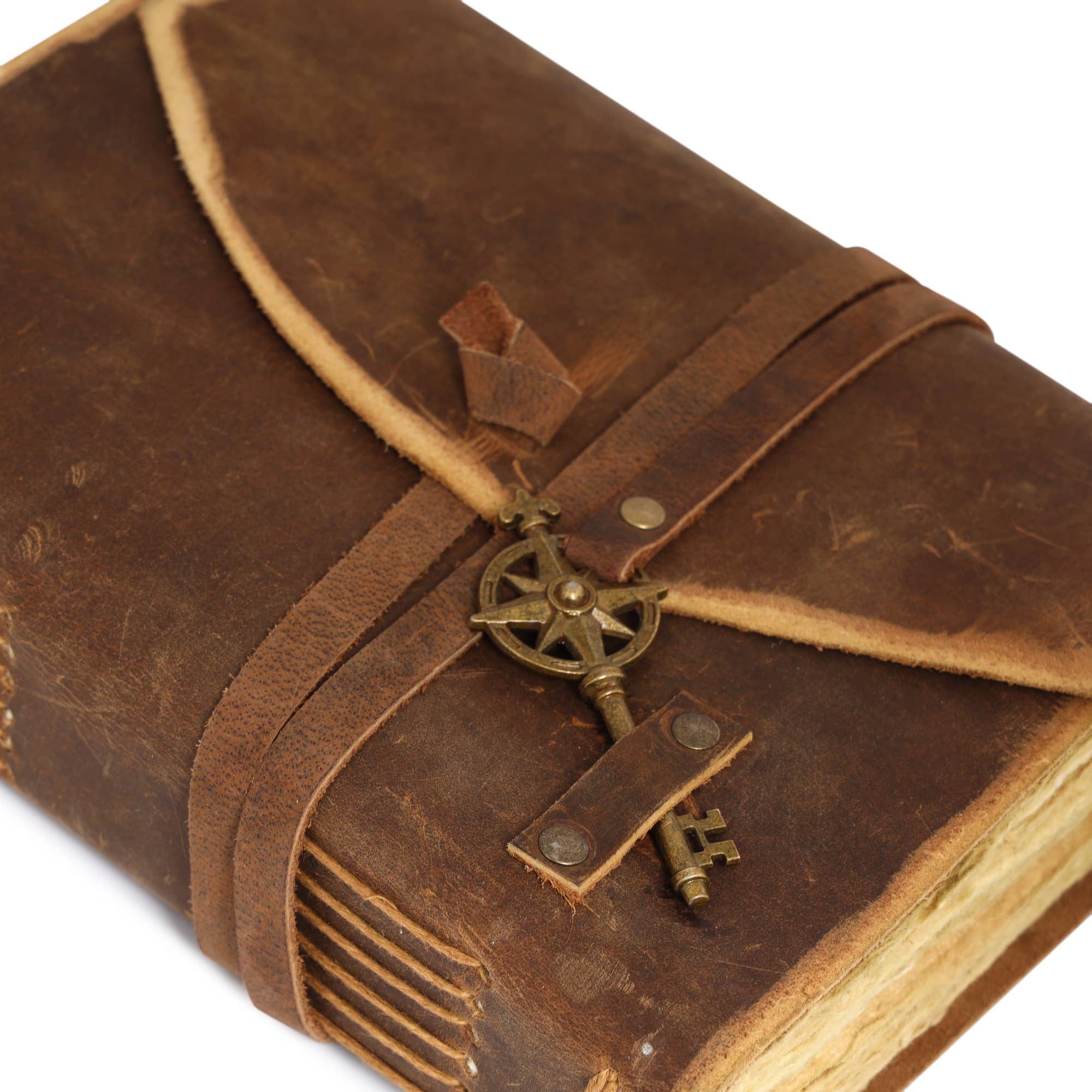 R K Handicrafts and Exporters - Wholesale Journal/Diary - Vintage Leather Bound Grimoire Journal with Key 6*8 Size 3