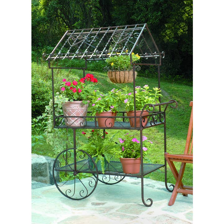 Lg. Flower Cart Planter (Black) for wholesale by Deer Park Ironworks