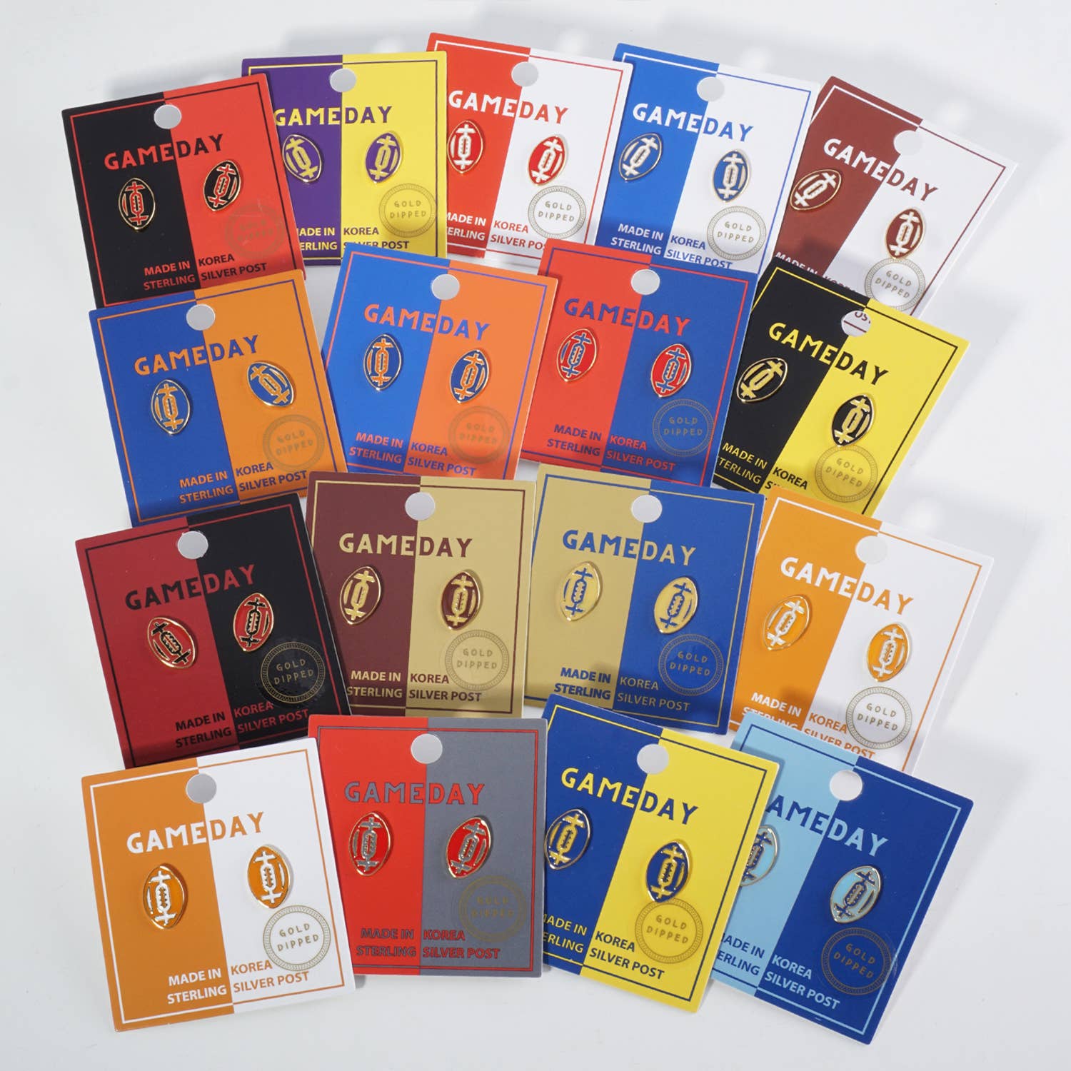 Lou & Co - Wholesale Stud/Post Earrings - Enamel Football Stud Earrings34