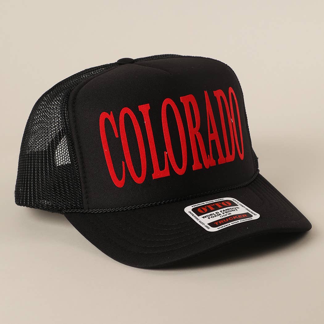 Fashion City - Wholesale Trucker Hat - Unisex - COLORADO Text Printed Mesh Back Foam Trucker Hat1