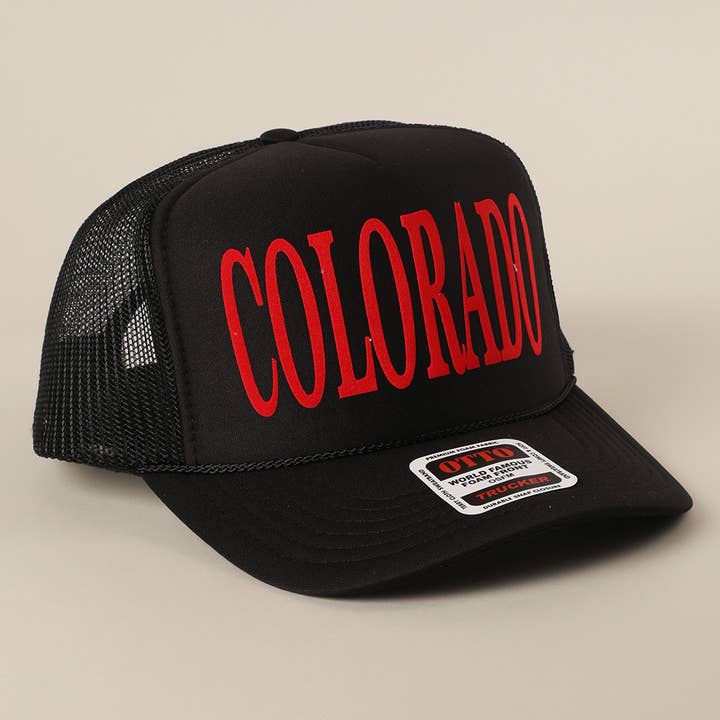 Fashion City - Wholesale Trucker Hat - Unisex - COLORADO Text Printed Mesh Back Foam Trucker Hat1