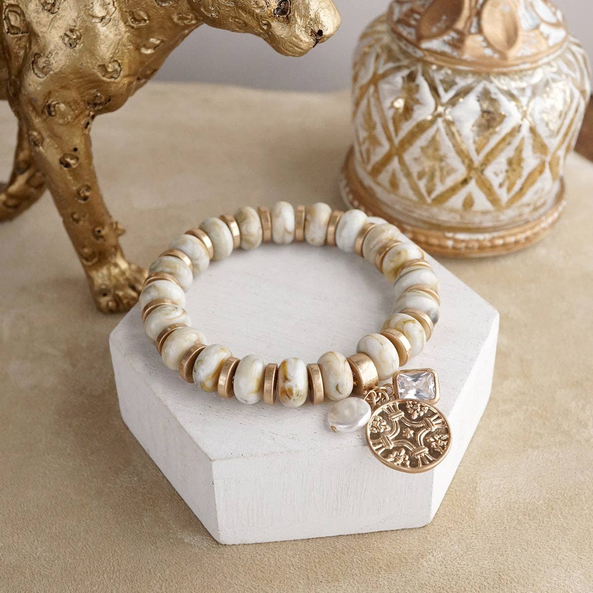 PennyLine inc - Vente Bracelet de perles - Couches Fidèles – Bracelet de Perles Rondelles Acryliques Épaisses & Pièces en Grappes1